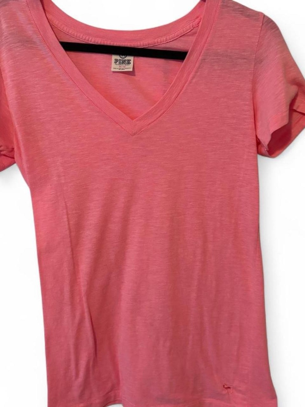 PINK Victoria's Secret Coral-Pink V-Neck Short Sleeve Tee